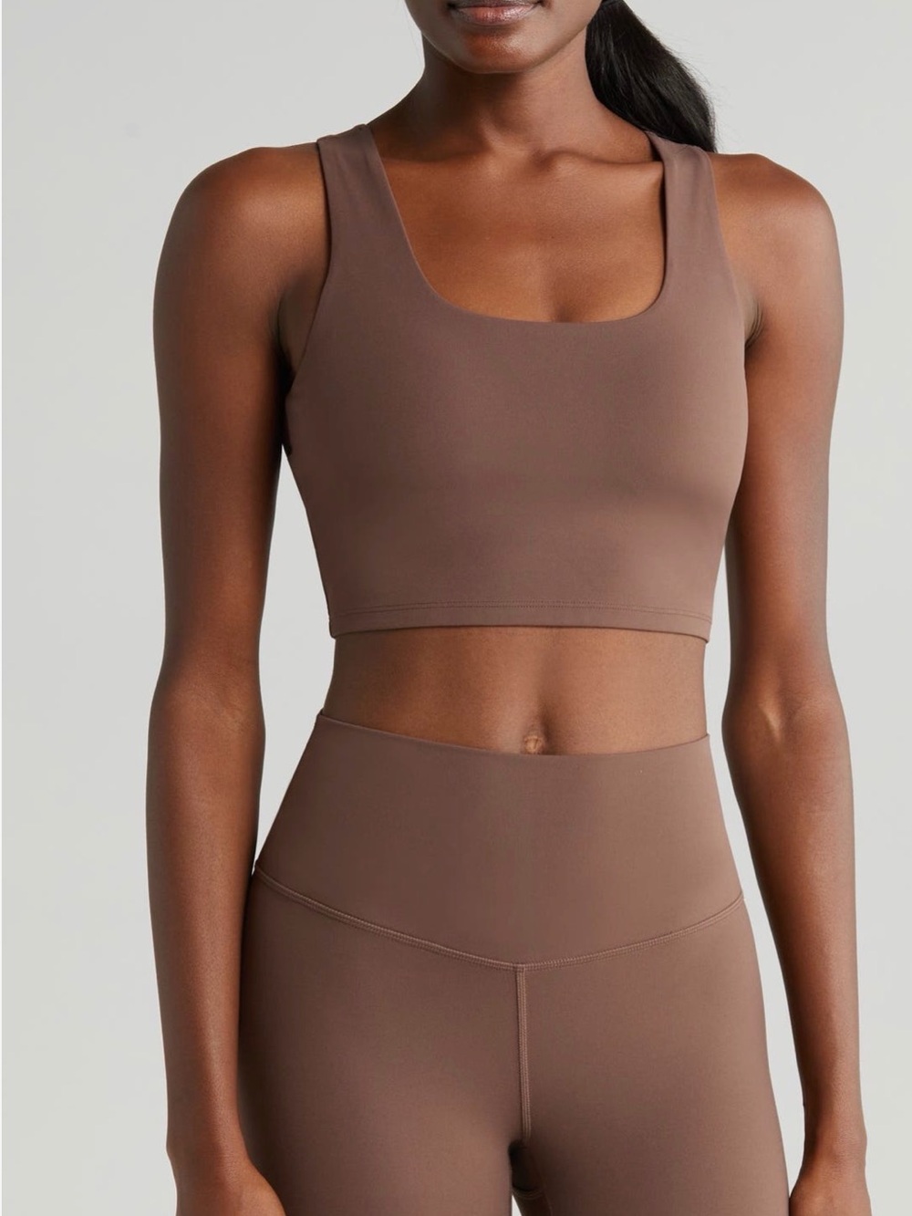 Zella Brown Scoop Neck Crop Sports Bra - Women Intimates & Sleepwear